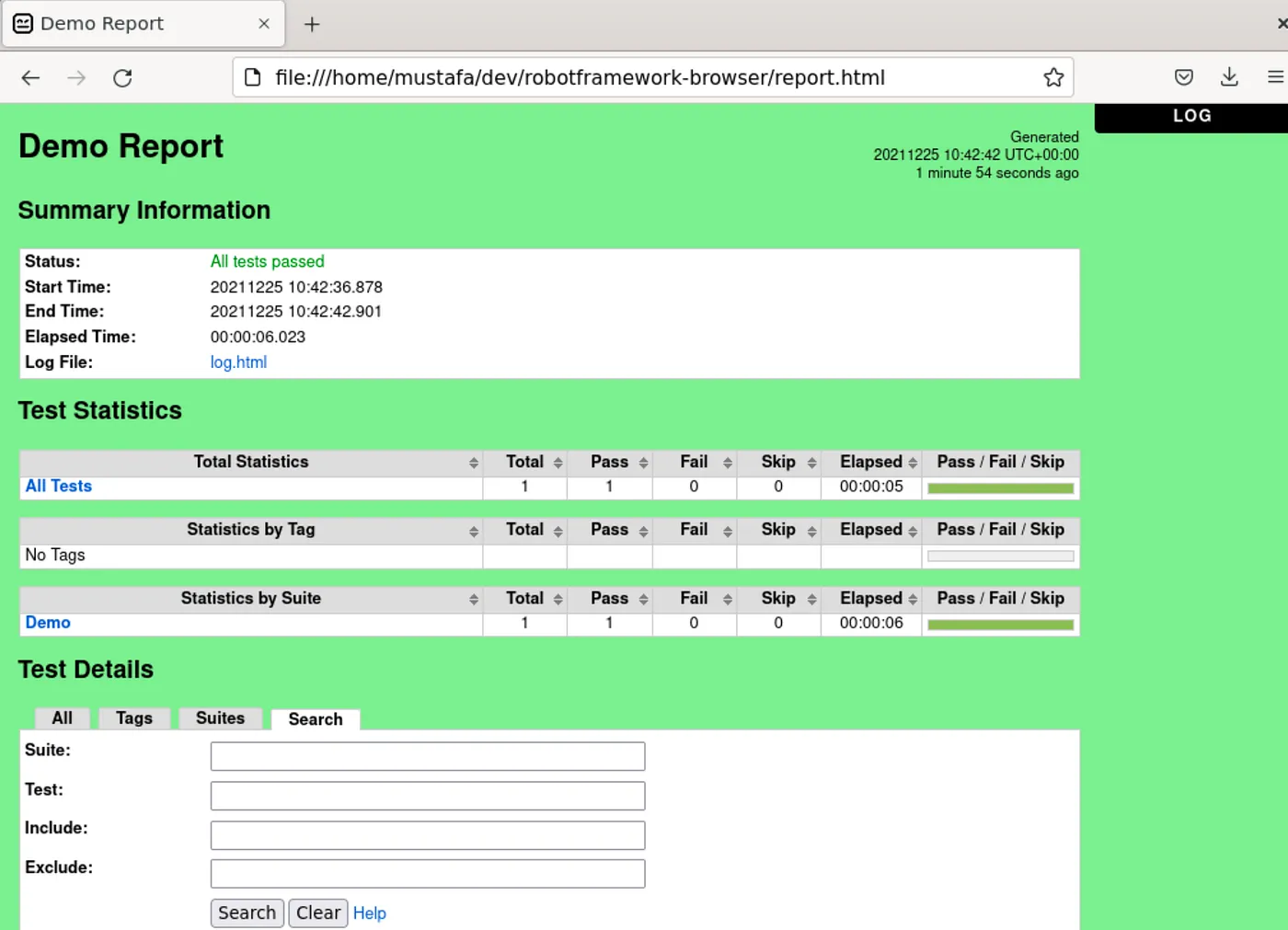 Robot Framework Report