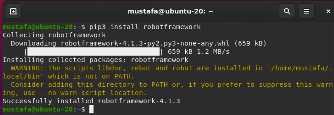 Robot framework installed